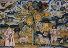 Picture Depicting Adam and Eve (Needlework), England, 17th century. Creator: Unknown