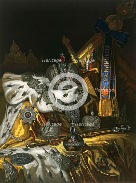 Picture of the Russian Imperial regalia, 1856.  Artist: Anon