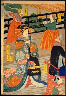 Picture of a Banquet of People of Five Nations at the Gankiro Teahouse (Gokakoku..., 1860. Creator: Utagawa Yoshiiku