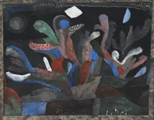 Picture of a garden in dark colours (Dunkelbuntes Gartenbild), 1923. Artist: Klee, Paul (1879-1940)