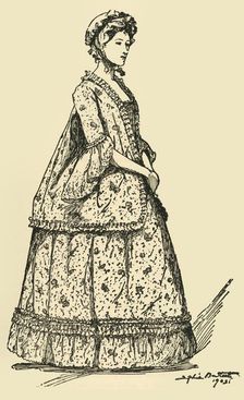 Picture of a short Watteau sacque worn over a petticoat, c1750-1800 1903, (1937). Creator: Sophie B Steel