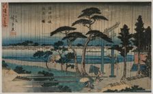 Picture of Light Rain on the Embankment of the Sumida River..., late 1830s or early 1840s. Creator: Ando Hiroshige (Japanese, 1797-1858)
