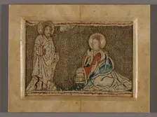 Picture (Probably from an Orphrey Band Depicting Christ before Mary Magdalene), 1400/25. Creator: Unknown