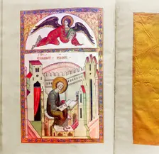 Pictures from the 1603 Gospel, vestry of the Ipatievsky Monastery. Kostroma, 1911. Creator: Sergey Mikhaylovich Prokudin-Gorsky