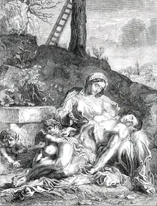 Pictures from the late King of Holland's Collection - Dead Christ, painted by Caracci, 1850. Creator: Unknown
