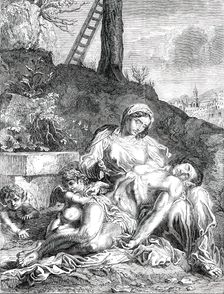 Pictures from the late King of Holland's Collection - Dead Christ, painted by Caracci, 1850. Creator: Unknown