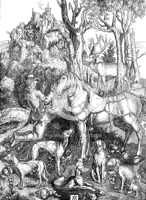 Pictures from the late King of Holland's Collection - Saint Hubert, painted by Albert Durer, 1850. Creator: Unknown.