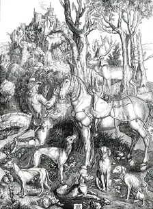 Pictures from the late King of Holland's Collection - Saint Hubert, painted by Albert Durer, 1850. Creator: Unknown