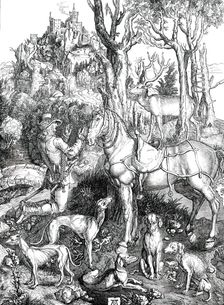 Pictures from the late King of Holland's Collection - Saint Hubert, painted by Albert Durer, 1850. Creator: Unknown
