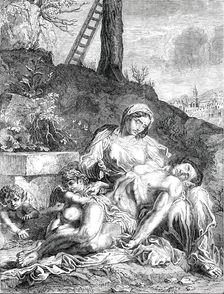 Pictures from the late King of Holland's Collection - Dead Christ, painted by Caracci, 1850. Creator: Unknown