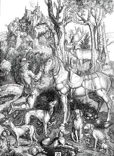 Pictures from the late King of Holland's Collection - Saint Hubert, painted by Albert Durer, 1850. Creator: Unknown