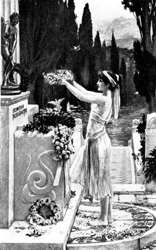 Pictures from the New Gallery: Her First Offering - Herbert Schmalz, 1895. Creator: George Meisenbach