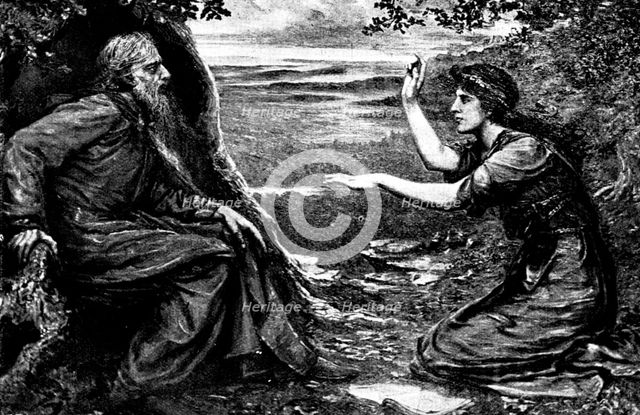Pictures from the New Gallery: Merlin and Vivian - Mrs. Kate G. Hastings, 1895. Creator: George Meisenbach.