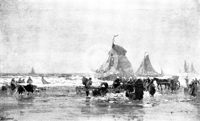 Pictures from the Royal Academy: The Morning Catch - F. S. Richardson, 1895. Creator: George Meisenbach.