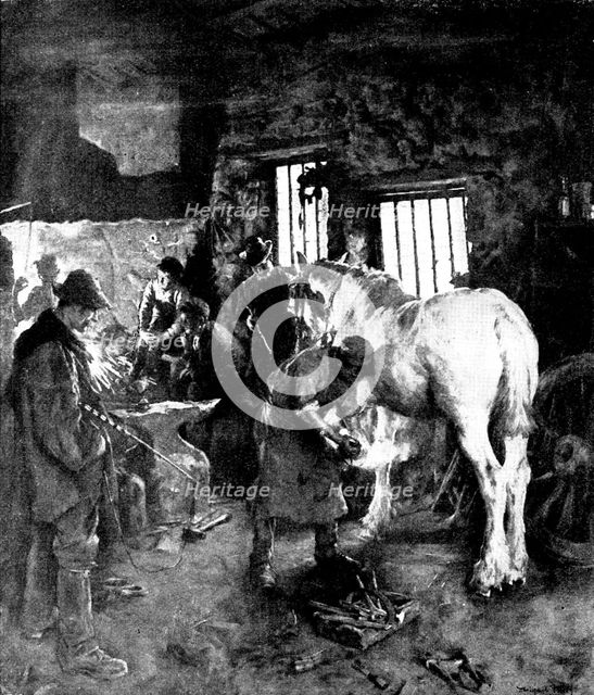 Pictures from the Royal Academy: The Smithy - Stanhope A. Forbes, A.R.A., 1895. Creator: George Meisenbach.