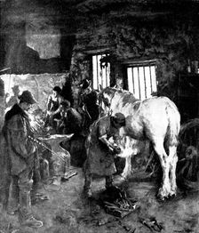 Pictures from the Royal Academy: The Smithy - Stanhope A. Forbes, A.R.A., 1895. Creator: George Meisenbach