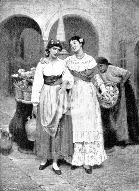 Pictures from the Royal Academy: The Town Mouse and the Country Mouse - J. B. Burgess, R.A., 1895. Creator: George Meisenbach.