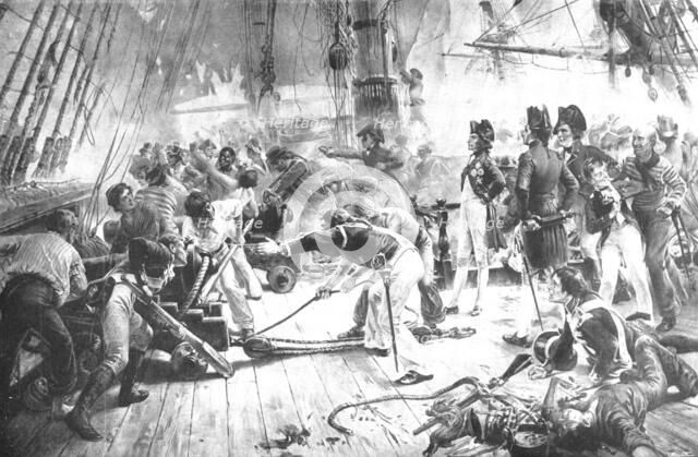 Pictures from the Royal Academy: Trafalgar - the late W. H. Overend, 1898. Creator: Unknown.