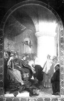 Pictures from the Royal Academy: William the Conqueror Granting a Charter... - Seymour Lucas, 1898. Creator: Unknown