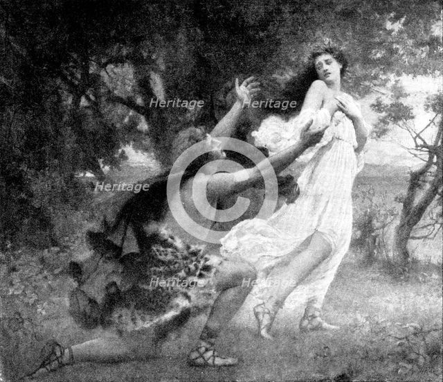 Pictures from the Royal Academy: Apollo and Daphne - Henrietta Rae (Mrs. E. Normand), 1895. Creator: George Meisenbach.
