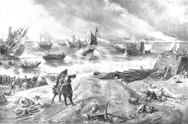 Pictures from the Royal Academy: James II. at La Hogue, May 1692 - Eyre Crowe, A.R.A., (1898).  Creator: Unknown.