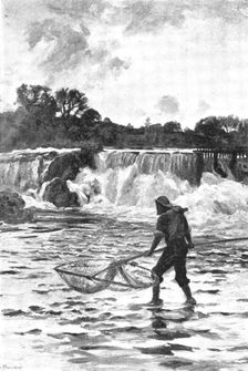 Pictures from the Royal Academy: Salmon-Fishing on the Dee...Shoulder-Net - C. Hunter, A.R.A., 1895. Creator: George Meisenbach