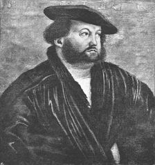 'Pictures from the Tudor Exhibition; Hans Holbein, painted by himself c.1535. 1890. Creator: Unknown