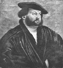 'Pictures from the Tudor Exhibition; Hans Holbein, painted by himself c.1535. 1890. Creator: Unknown