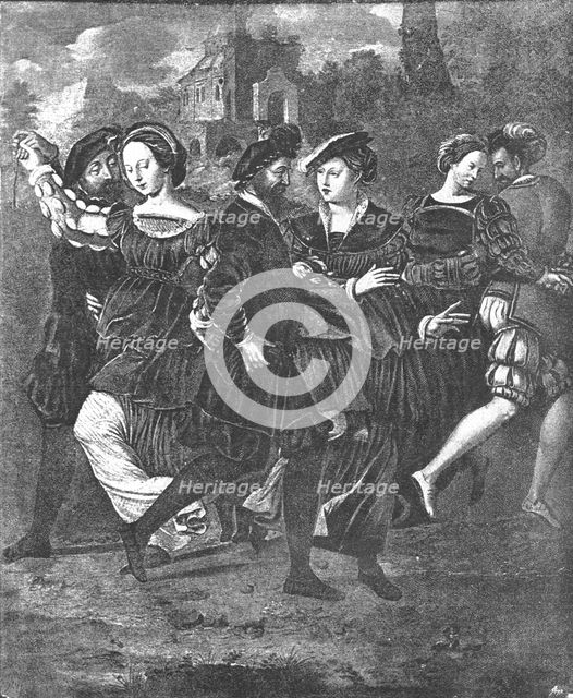 ''Pictures from the Tudor Exhibition; Henry VIII., Anne Boleyn and others, "The Dancing..., 890. Creator: Unknown.