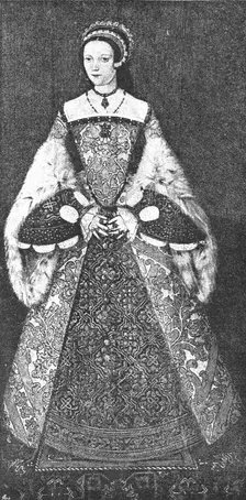 'Pictures from the Tudor Exhibition; Queen Catherine Parr, painted by Hans Holbein c.1530. 1890. Creator: Unknown