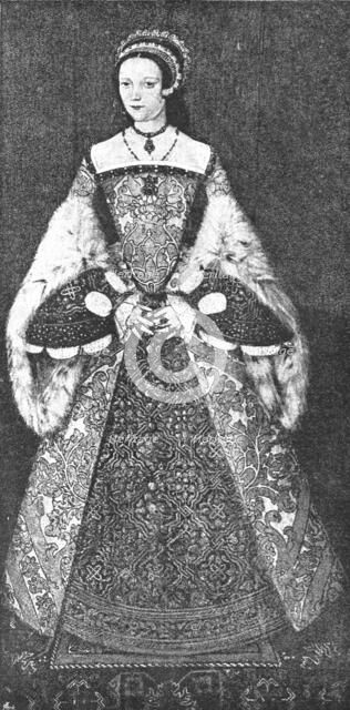 ''Pictures from the Tudor Exhibition; Queen Catherine Parr, painted by Hans Holbein', c.1530. 1890. Creator: Unknown.