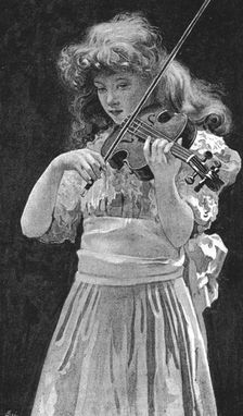 'Pictures of the Year- IX, "A Child Playing the Violin", 1888. Creator: Arthur Dampier May