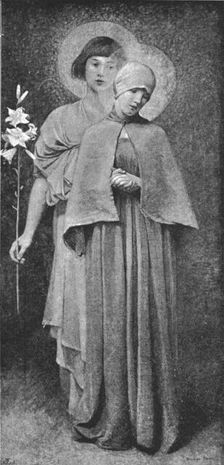 'Pictures of the Year - V. "Hail, Mary !" after Mrs Marianne Stokes 1891. Creator: Unknown