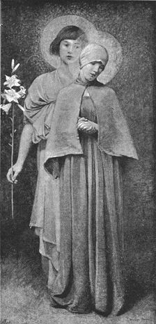 'Pictures of the Year - V. "Hail, Mary !" after Mrs Marianne Stokes 1891. Creator: Unknown