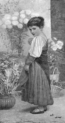 'Pictures of the Year - VI. "A Flower Merchant"; after Kate Perugini 1891. Creator: Unknown