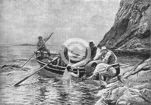 ''Pictures of the Year VIII, The Seal Diver, Co. Mayo', 1888. Creator: William Henry Bartlett.