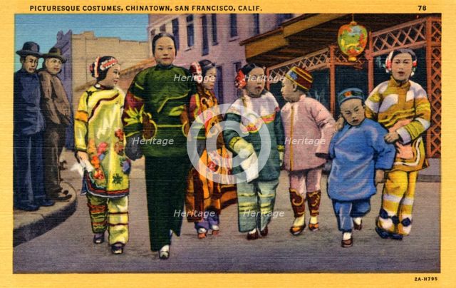Picturesque costumes, Chinatown, San Francisco, California, USA, 1932. Artist: Unknown