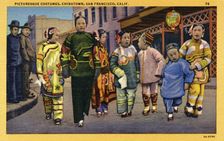 Picturesque costumes, Chinatown, San Francisco, California, USA, 1932