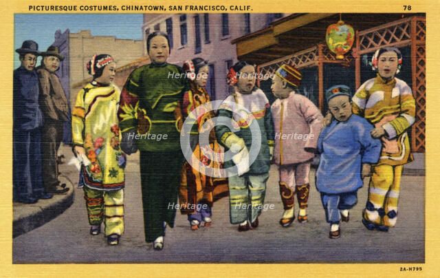 Picturesque costumes, Chinatown, San Francisco, California, USA, 1932. Artist: Unknown