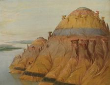 Picturesque Clay Bluff, 1700 Miles above St. Louis, 1832. Creator: George Catlin
