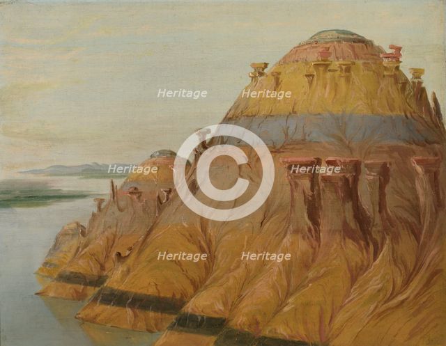 Picturesque Clay Bluff, 1700 Miles above St. Louis, 1832. Creator: George Catlin.