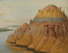 Picturesque Clay Bluff, 1700 Miles above St. Louis, 1832. Creator: George Catlin