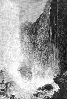 "Picturesque America:" Cave of the Winds, Niagara Falls, 1881. Creator: Unknown
