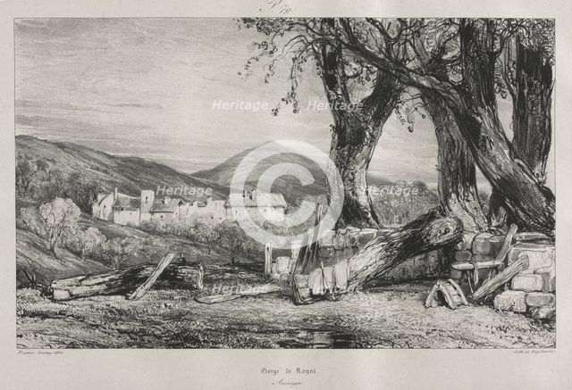 Picturesque and Romantic Journeys in Old France: Auvergne (vol. II), Gorge of Royat, Plate 79 , 1830 Creator: Eugène Isabey (French, 1803-1886).