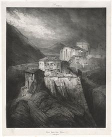 Picturesque and Romantic Journeys in Old France: Auvergne (vol. II): St. John Church, Thiers, Plate Creator: Eugène Isabey (French, 1803-1886)