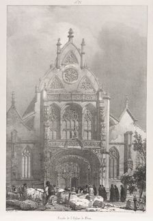 Picturesque and Romantic Trips in Old France, Franche-Compté: Front of the Church at Brou , 1825. Creator: Richard Parkes Bonington (British, 1802-1828)
