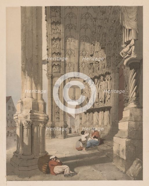 Picturesque Architecture in Paris, Ghent, Antwerp, Rouen, Etc.: South Porch of Chartres Cathedral, , Creator: Thomas Shotter Boys (British, 1803-1874).
