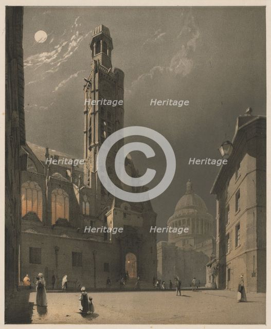 Picturesque Architecture in Paris, Ghent, Antwerp, Rouen: St. Etienne du Mont and the Pantheon..., 1 Creator: Thomas Shotter Boys (British, 1803-1874); Charles Joseph Hullmandel.