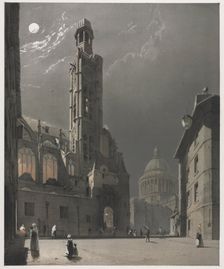 Picturesque Architecture in Paris, Ghent, Antwerp, Rouen: St. Etienne du Mont..., 1839. Creator: Thomas Shotter Boys (British, 1803-1874)
