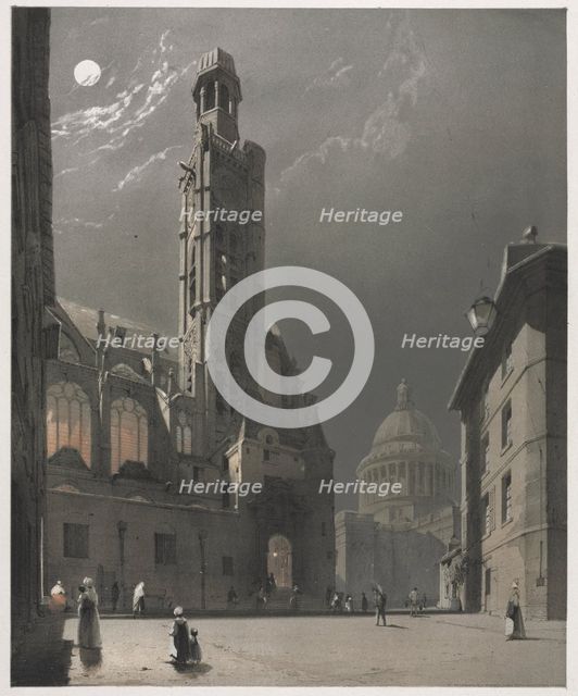 Picturesque Architecture in Paris, Ghent, Antwerp, Rouen: St. Etienne du Mont..., 1839. Creator: Thomas Shotter Boys (British, 1803-1874).